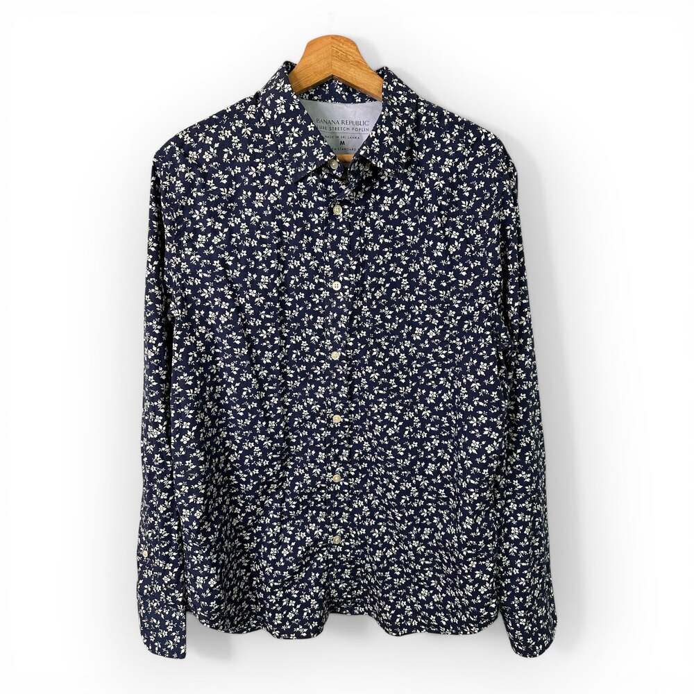 Banana Republic Medium Luxe Stretch Camden Poplin Button Up Shirt Floral